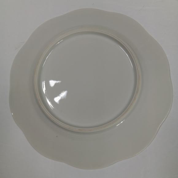 Ceramic Wavy Edge Plate 7.5" Diam Green Rim With Pink Roses In Between and Gold - Picture 5 of 5